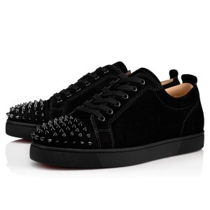 Christian Louboutin Men's Louis Junior Spikes Orlato Flat Sneakers Black