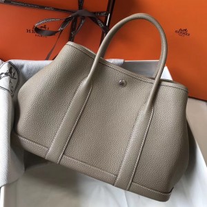 Hermes Garden Party 30 Bag In Grey Clemence Leather