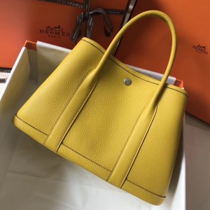 Hermes Garden Party 36 Bag In Yellow Clemence Leather