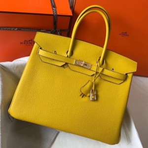 Hermes Yellow Clemence Birkin 35cm Bag