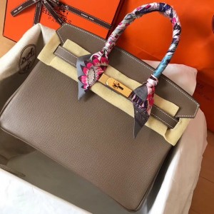 Hermes Taupe Birkin 30cm Epsom Handmade Bag