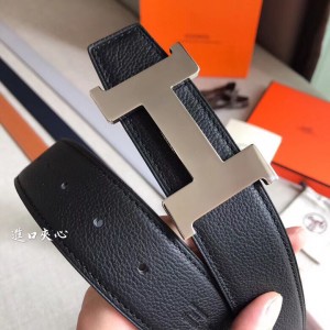 Hermes Constance Belt Buckle & Black Clemence 38 MM Strap 