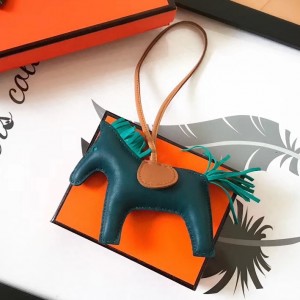 Hermes Rodeo Horse Bag Charm In Malachite/Camarel/Green Leather