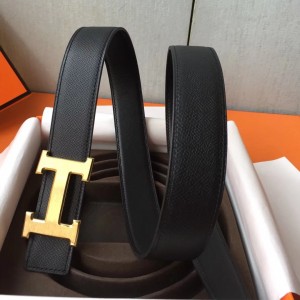 Hermes H Belt Buckle & Black Epsom 32 MM Strap 
