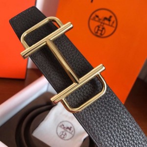 Hermes Royal 38MM Reversible Belt In Cafe Clemence Leather