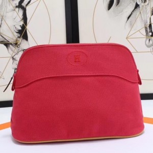 Hermes Medium Bolide Travel Case In Red Cotton