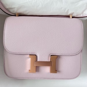 Hermes Constance 1-18 Mirror Bag In Mauve Pale Chevre Mysore Leather