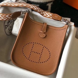 Hermes Evelyne III TPM Bag In Gold Clemence Leather