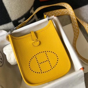 Hermes Evelyne III TPM Bag In Yellow Clemence Leather