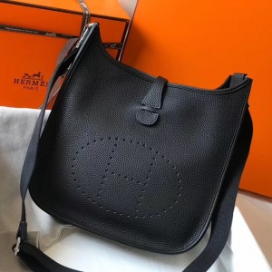 Hermes Evelyne III 29 Bag In Black Clemence Leather
