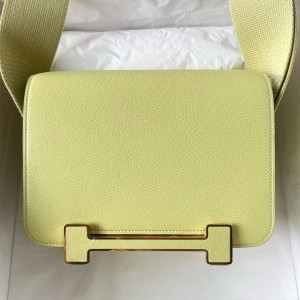 Hermes Geta Handmade Bag In Jaune Bourgeon Chevre Mysore Leather 