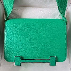 Hermes Geta Handmade Bag In Menthe Chevre Mysore Leather 