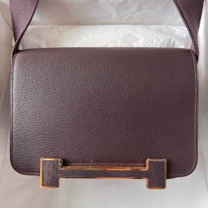 Hermes Geta Handmade Bag In Rouge Sellier Chevre Mysore Leather 