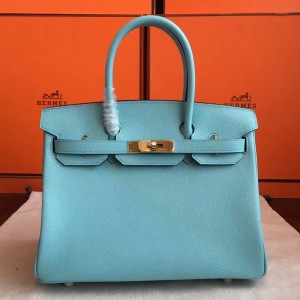 Hermes Blue Atoll Birkin 25cm Epsom Handmade Bag
