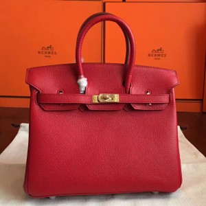 Hermes Red Birkin 25cm Epsom Handmade Bag
