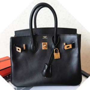Hermes Black Birkin 25cm Swift Handmade Bag