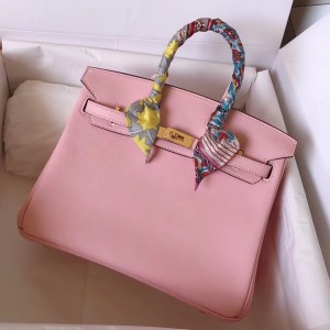 Hermes Pink Birkin 25cm Swift Handmade Bag