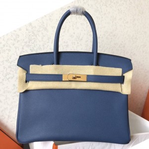 Hermes Blue Jean Birkin 30cm Epsom Handmade Bag