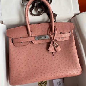 Hermes Birkin 30 Retourne Handmade Bag In Terre Cuite Ostrich Leather 
