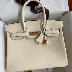 Hermes Birkin 30 Retourne Handmade Bag In Nata Swift Leather 