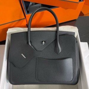 Hermes Birkin 30 en Desordre Bag in Black Swift and Clemence Leather 