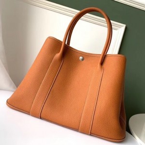 Hermes Tan Fjord Garden Party 30cm With Printed Lining