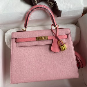 Replica Hermes Mini Lindy Handmade Bag In Rose Sakura Ostrich Leather