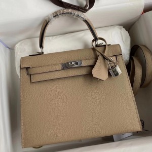 Hermes Kelly Sellier 25 Handmade Bag In Trench Epsom Calfskin