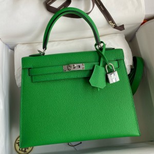 Hermes Kelly Sellier 28 Handmade Bag In Bamboo Epsom Calfskin 