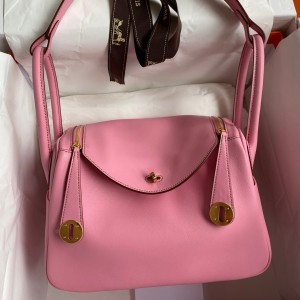 Hermes Lindy 26 Handmade Bag In Rose Confetti Swift Calfskin 