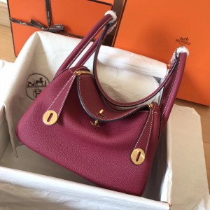 Hermes Ruby Lindy 30cm Clemence Handmade Bag