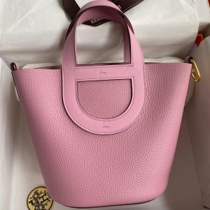 Hermes In The Loop 18 Handmade Bag in Mauve Sylvestre Clemence Leather 