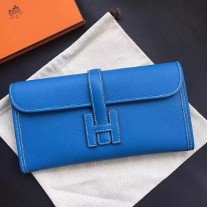 Hermes Blue Epsom Jige Elan 29 Clutch Bag