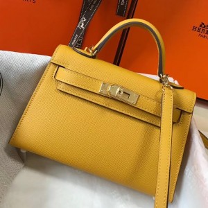 Hermes Kelly Mini II Bag In Yellow Epsom Leather