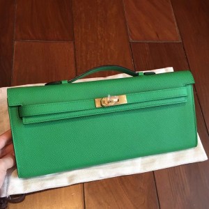 Hermes Bambou Epsom Kelly Cut Handmade Bag