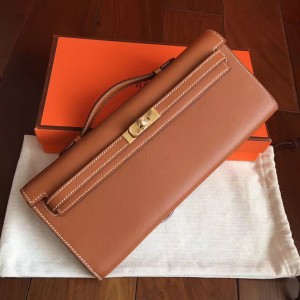 Hermes Gold Swift Kelly Cut Handmade Bag