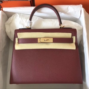 Hermes Bordeaux Epsom Kelly 28cm Handmade Bag