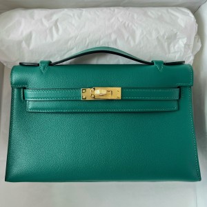 Replica Hermes Kelly Pochette Bag In Blue Glacier Epsom Leather