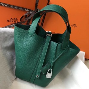 Hermes Picotin Lock 18 Bag In Vert Vertigo Clemence Leather