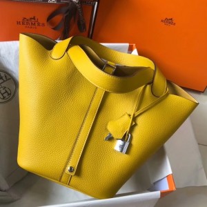 Hermes Picotin Lock 22 Bag In Yellow Clemence Leather