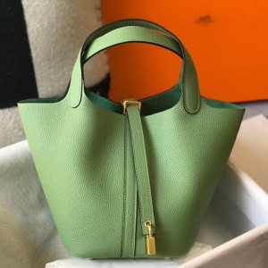 Hermes Vert Criquet Picotin Lock PM 18cm Handmade Bag