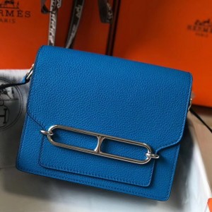 Hermes Mini Sac Roulis 18cm Bag In Blue Hydra Evercolor Calfskin