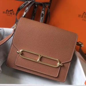 Hermes Mini Sac Roulis 18cm Bag In Brown Evercolor Calfskin