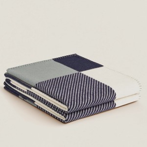 Hermes H Riviera Blanket in Marine Wool and Cashmere