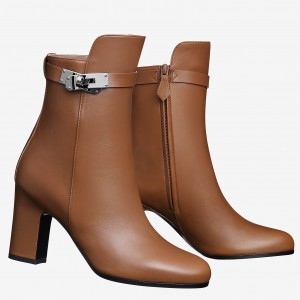 Hermes Camel Joueuse Ankle Boots