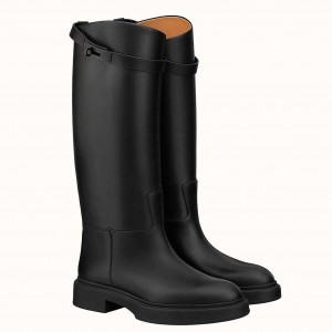 Hermes Variation Boots In Black Calfskin