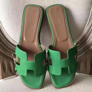 Hermes Oran Sandals In Bamboo Epsom Leather