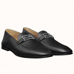 Hermes Men's Tenor Loafers In Black Calfskin