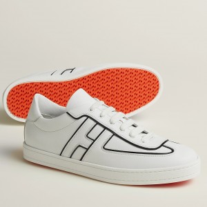 Hermes Boomerang Sneakers In White Epsom Calfskin