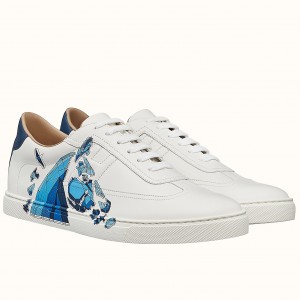 Hermes Quicker Sneakers With Se Plier au Jeu Print